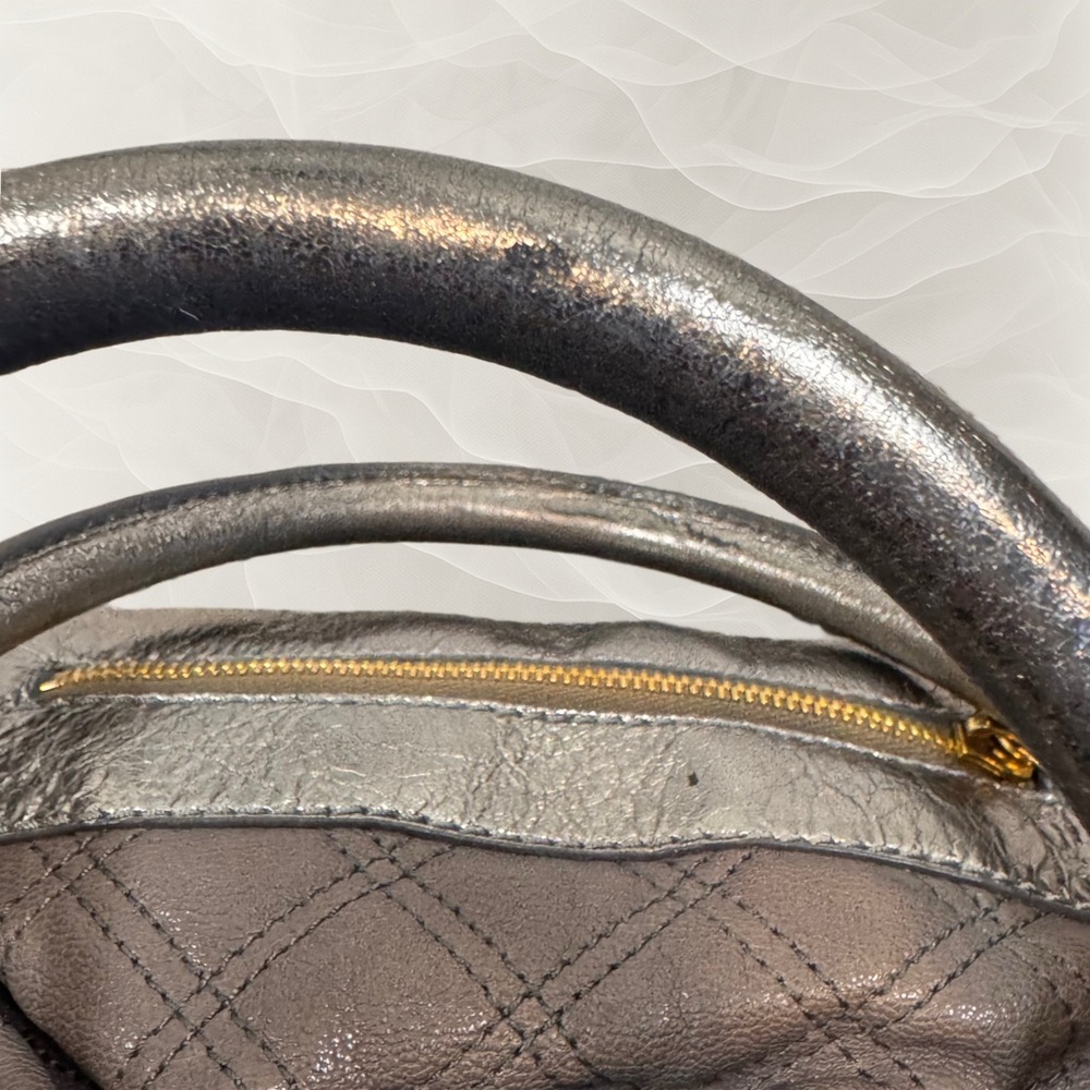 Marc Jacobs Quilted Stan Satchel in Metallic Silver and Gray - Picture 15 of 16